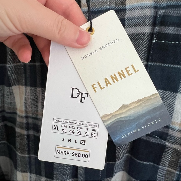 Denim & Flower Flannel Button Down Men’s XL - Picture 5 of 10